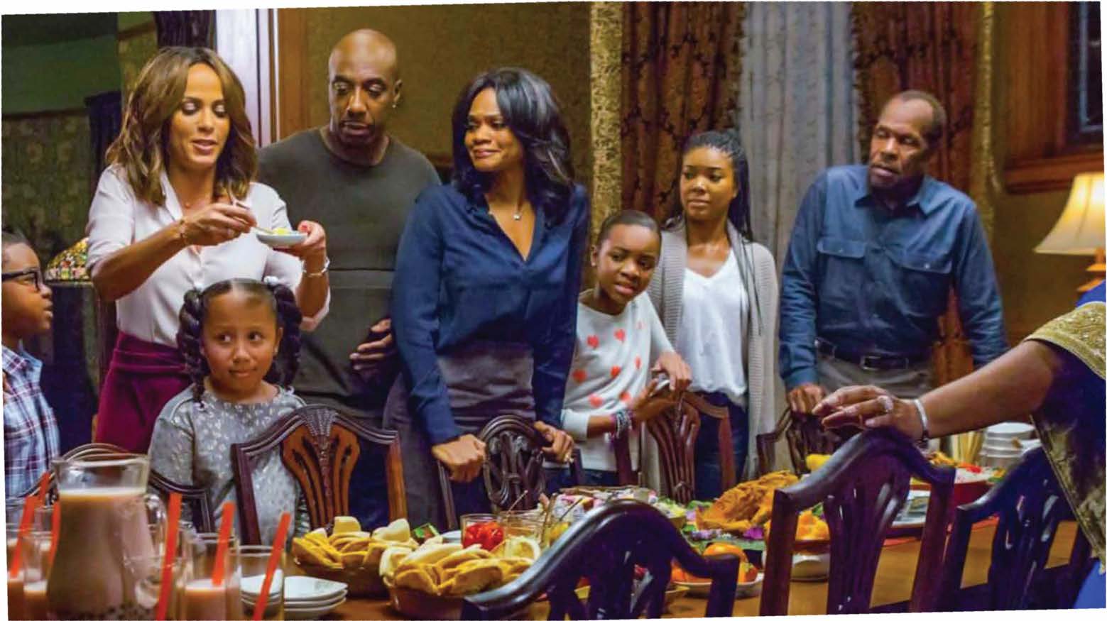Family gathered around dinner table
